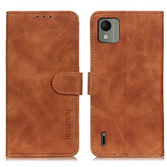 Leather Case Stands Flip Cover Holder K03Z for Nokia C110 Brown