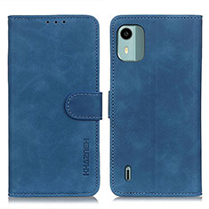 Leather Case Stands Flip Cover Holder K03Z for Nokia C12 Blue
