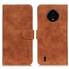 Leather Case Stands Flip Cover Holder K03Z for Nokia C200 Brown
