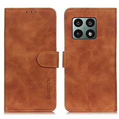 Leather Case Stands Flip Cover Holder K03Z for OnePlus 10 Pro 5G Brown