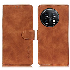 Leather Case Stands Flip Cover Holder K03Z for OnePlus 11 5G Brown