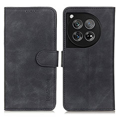 Leather Case Stands Flip Cover Holder K03Z for OnePlus 12R 5G Black