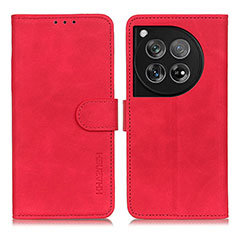 Leather Case Stands Flip Cover Holder K03Z for OnePlus 12R 5G Red