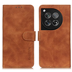Leather Case Stands Flip Cover Holder K03Z for OnePlus Ace 3 5G Brown