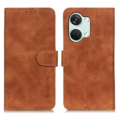 Leather Case Stands Flip Cover Holder K03Z for OnePlus Nord 3 5G Brown