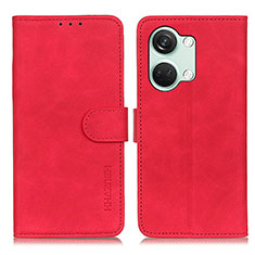Leather Case Stands Flip Cover Holder K03Z for OnePlus Nord 3 5G Red