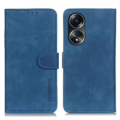 Leather Case Stands Flip Cover Holder K03Z for Oppo A18 Blue
