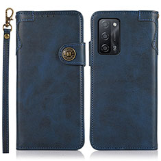 Leather Case Stands Flip Cover Holder K03Z for Oppo A53s 5G Blue