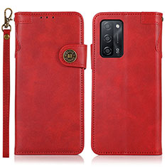 Leather Case Stands Flip Cover Holder K03Z for Oppo A53s 5G Red