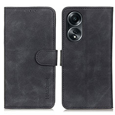 Leather Case Stands Flip Cover Holder K03Z for Oppo A58 4G Black