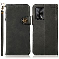 Leather Case Stands Flip Cover Holder K03Z for Oppo A74 4G Black