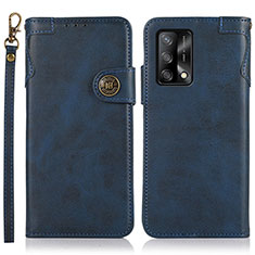 Leather Case Stands Flip Cover Holder K03Z for Oppo A74 4G Blue