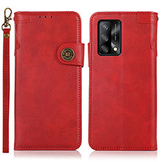 Leather Case Stands Flip Cover Holder K03Z for Oppo A74 4G Red