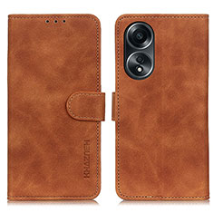 Leather Case Stands Flip Cover Holder K03Z for Oppo A78 5G Brown