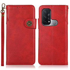 Leather Case Stands Flip Cover Holder K03Z for Oppo Reno5 A Red