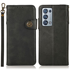 Leather Case Stands Flip Cover Holder K03Z for Oppo Reno6 Pro 5G Black