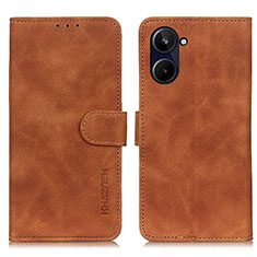 Leather Case Stands Flip Cover Holder K03Z for Realme 10 4G Brown