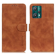 Leather Case Stands Flip Cover Holder K03Z for Realme 9 5G Brown