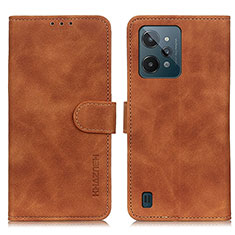 Leather Case Stands Flip Cover Holder K03Z for Realme C31 Brown
