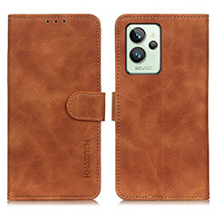 Leather Case Stands Flip Cover Holder K03Z for Realme GT2 Pro 5G Brown