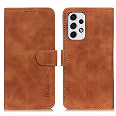 Leather Case Stands Flip Cover Holder K03Z for Samsung Galaxy A23 4G Brown