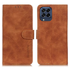 Leather Case Stands Flip Cover Holder K03Z for Samsung Galaxy M53 5G Brown