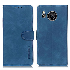 Leather Case Stands Flip Cover Holder K03Z for Sharp Aquos Sense7 Blue