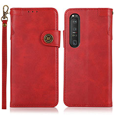 Leather Case Stands Flip Cover Holder K03Z for Sony Xperia 1 III Red