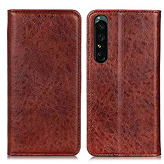 Leather Case Stands Flip Cover Holder K03Z for Sony Xperia 1 IV SO-51C Brown