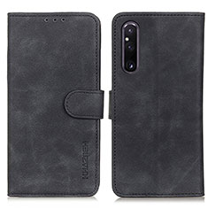 Leather Case Stands Flip Cover Holder K03Z for Sony Xperia 1 V Black