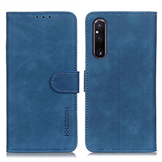 Leather Case Stands Flip Cover Holder K03Z for Sony Xperia 1 V Blue