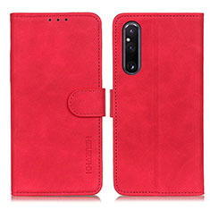Leather Case Stands Flip Cover Holder K03Z for Sony Xperia 1 V Red