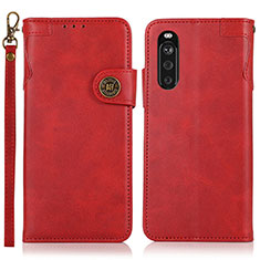 Leather Case Stands Flip Cover Holder K03Z for Sony Xperia 10 III Red