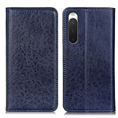 Leather Case Stands Flip Cover Holder K03Z for Sony Xperia 10 IV Blue