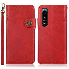 Leather Case Stands Flip Cover Holder K03Z for Sony Xperia 5 III Red