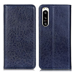 Leather Case Stands Flip Cover Holder K03Z for Sony Xperia 5 IV Blue