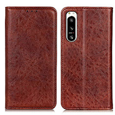 Leather Case Stands Flip Cover Holder K03Z for Sony Xperia 5 IV Brown