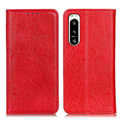 Leather Case Stands Flip Cover Holder K03Z for Sony Xperia 5 IV Red