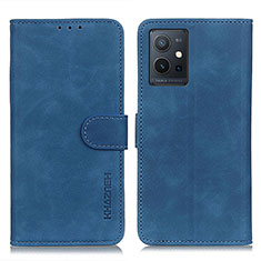 Leather Case Stands Flip Cover Holder K03Z for Vivo iQOO Z6 5G Blue