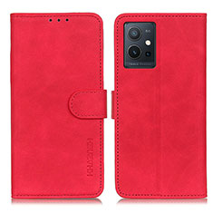 Leather Case Stands Flip Cover Holder K03Z for Vivo iQOO Z6 5G Red
