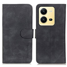 Leather Case Stands Flip Cover Holder K03Z for Vivo V25 5G Black