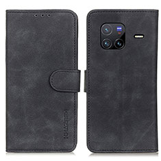 Leather Case Stands Flip Cover Holder K03Z for Vivo X80 5G Black