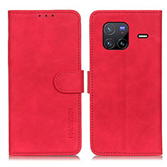 Leather Case Stands Flip Cover Holder K03Z for Vivo X80 5G Red