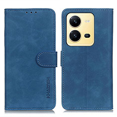 Leather Case Stands Flip Cover Holder K03Z for Vivo X80 Lite 5G Blue