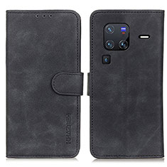 Leather Case Stands Flip Cover Holder K03Z for Vivo X80 Pro 5G Black