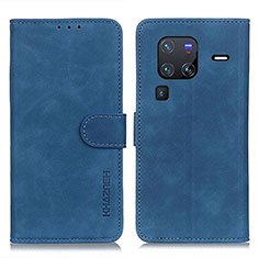 Leather Case Stands Flip Cover Holder K03Z for Vivo X80 Pro 5G Blue