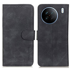 Leather Case Stands Flip Cover Holder K03Z for Vivo X90 5G Black