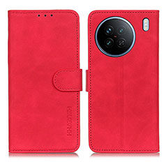 Leather Case Stands Flip Cover Holder K03Z for Vivo X90 5G Red