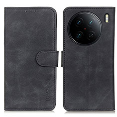 Leather Case Stands Flip Cover Holder K03Z for Vivo X90 Pro 5G Black