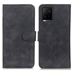 Leather Case Stands Flip Cover Holder K03Z for Vivo Y21 Black